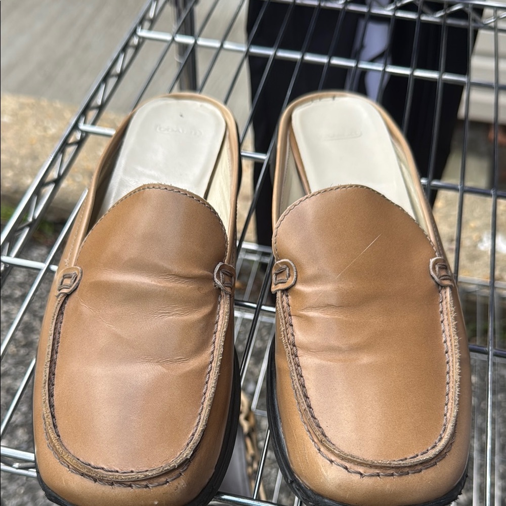 Coach Tan Leather Slip-On Loafers